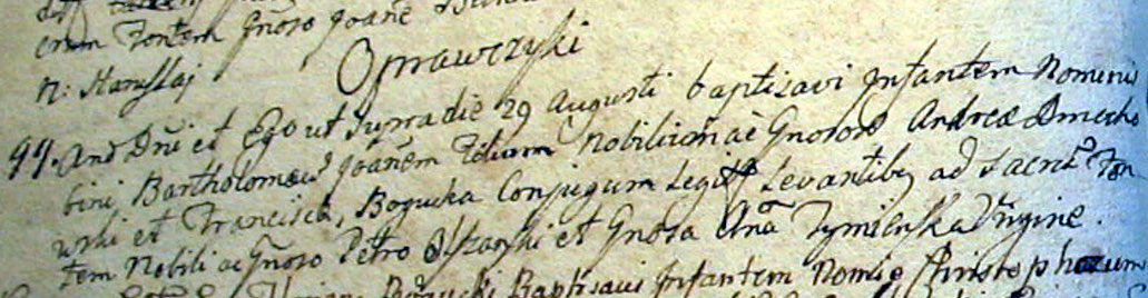 Metryka urodzenia Bartłomieja Jana Dmochowskiego - 1756 rok, parafia Czyżew, ziemia nurska, Mazowsze.